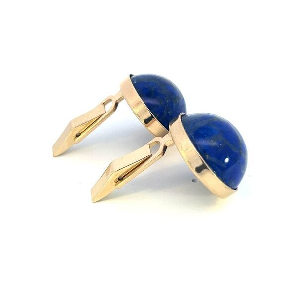 Natural Lapis Lazuli Cufflinks 14k Y Gold 40 CTW Certified 311039 - Picture 4 of 14